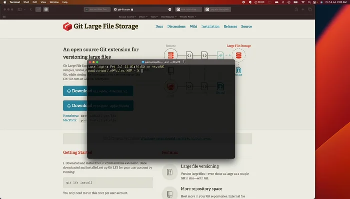Installare Git LFS usando Homebrew (o metodo alternativo dal sito ufficiale)