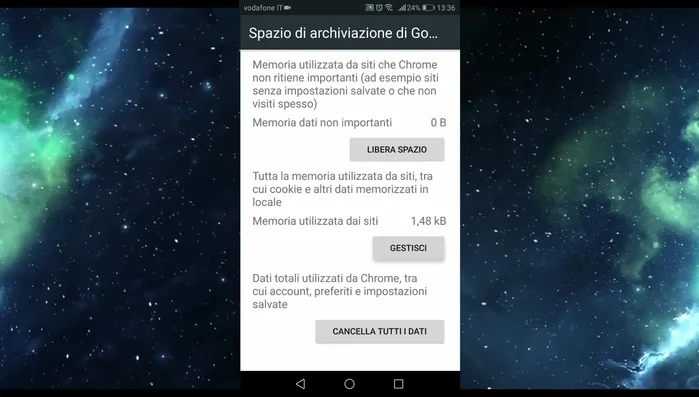 Tornare indietro e cliccare su "Cancella cache".