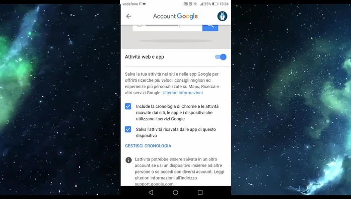 Cliccare su "Gestisci cronologia".
