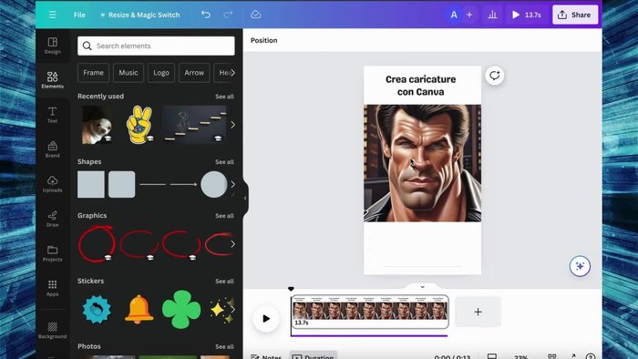 Apri un nuovo documento su Canva.