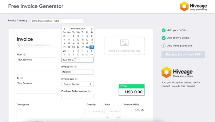 Inserire la data di emissione (automaticamente impostata sulla data odierna, ma modificabile).