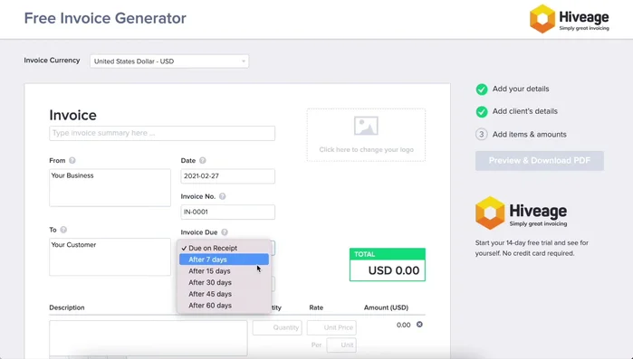 Impostare la data di scadenza (consigliato entro 14 giorni).