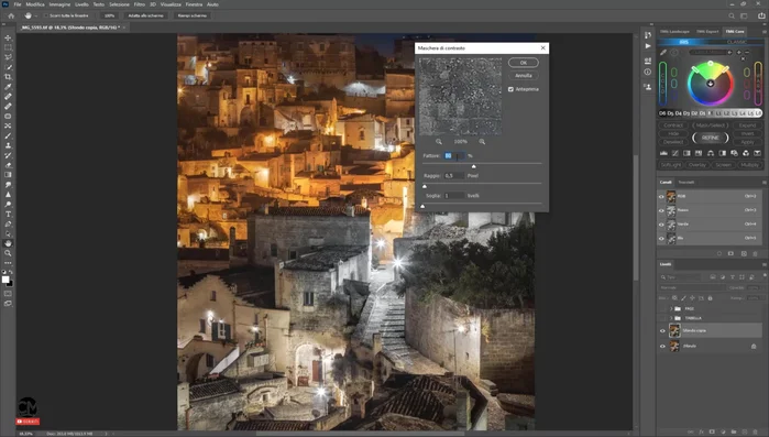 Controllo finale della nitidezza e dei dettagli, aggiustando con "Passaggio del filtro passa-alto" se necessario