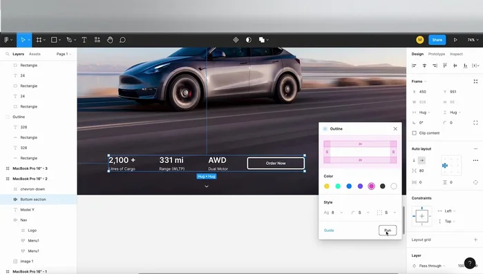 Ripeti i passaggi 3 e 4 per tutte le sezioni del tuo design che richiedono specifiche di spaziatura.
