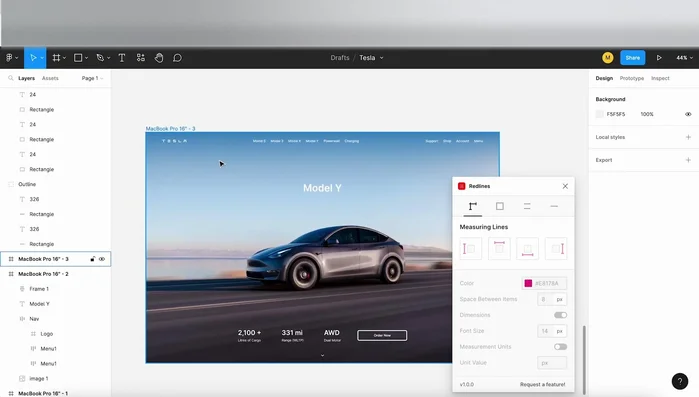 Fai clic su 'Esegui' nel plugin Linee Rosse. Questo aggiungerà linee di misurazione al tuo design.