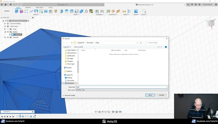 Salvare il file STL.
