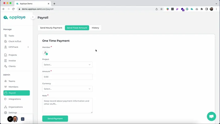 Invia pagamenti orari o fissi ai dipendenti.
