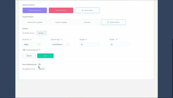 Imposta un limite settimanale di ore per i dipendenti.