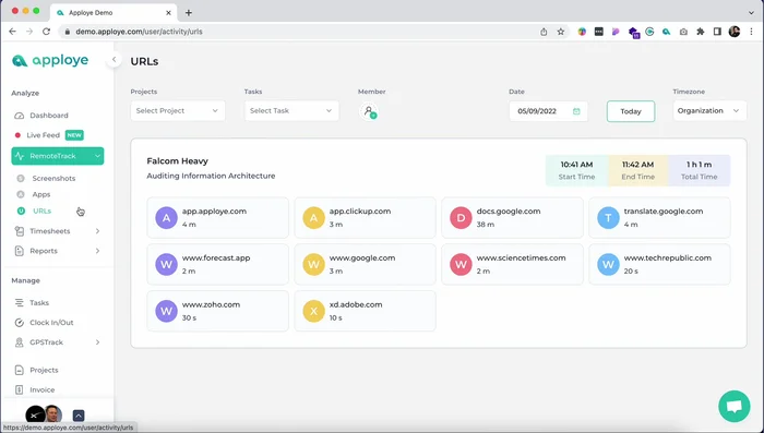 Monitora l'utilizzo degli URL dai dipendenti.