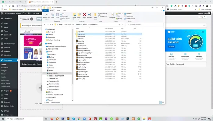 Navigare nella cartella del tema attivo (es. Supermarket E-commerce) e aprire il file `functions.php`.