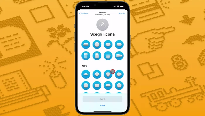 Scegli un'icona rappresentativa del farmaco.