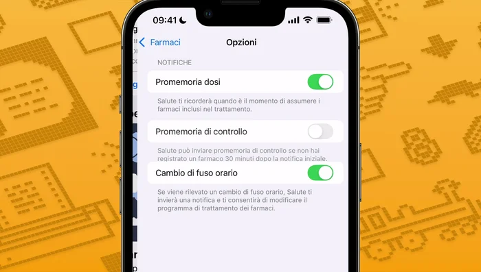 Tocca 'Opzioni' e seleziona i tipi di avvisi (almeno 'Promemoria dosi').