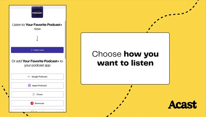Scegli come ascoltare il podcast: online ("Ascolta ora") o tramite app. Clicca su "Segui".