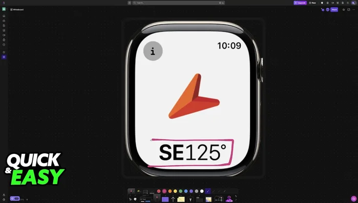 Rotazione corona digitale verso il basso: visualizza una grande freccia della bussola con la tua direzione.