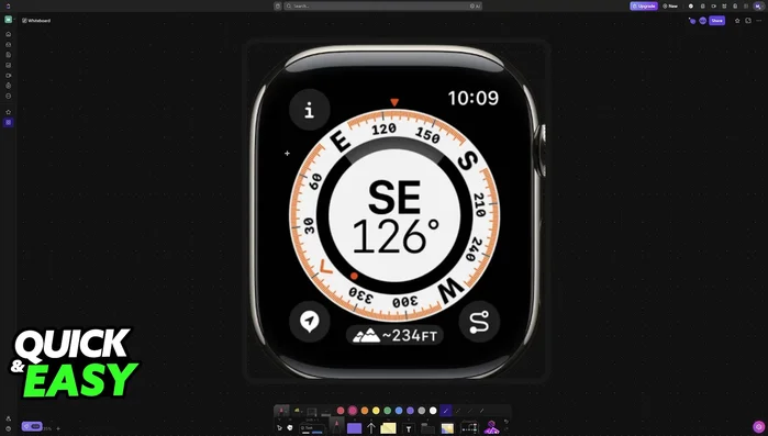Rotazione corona digitale verso il basso: visualizza una grande freccia della bussola con la tua direzione.