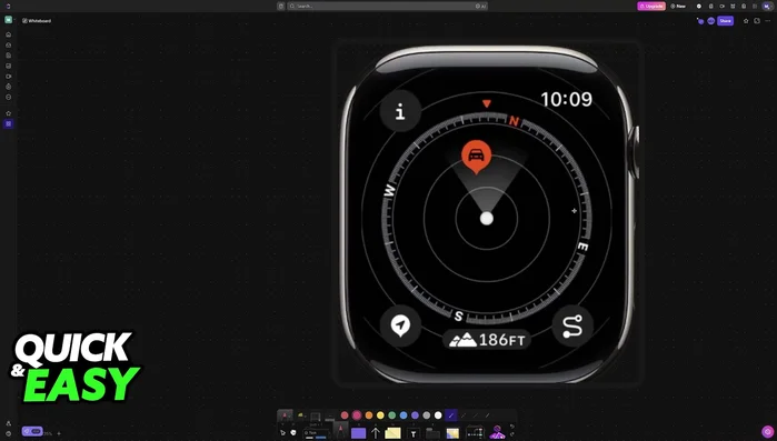 Rotazione corona digitale verso il basso: visualizza una grande freccia della bussola con la tua direzione.