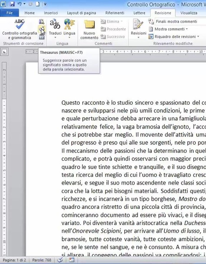 Utilizzare lo strumento 'Tesauro' per trovare sinonimi.