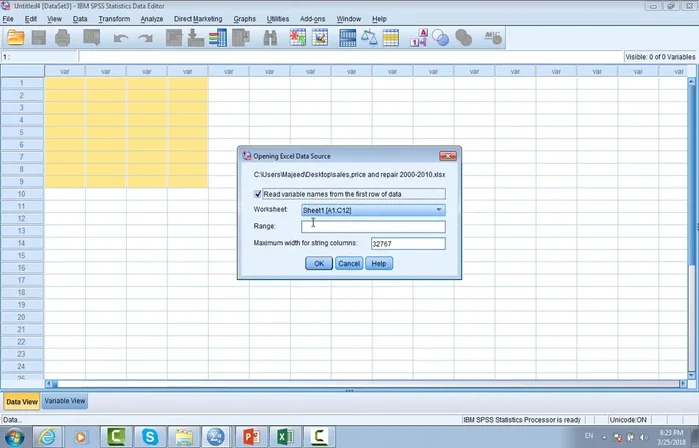 Selezionare il foglio corretto (es. 'Foglio1').