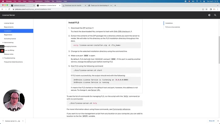 Avvio del server licenze tramite comando nella riga di comando.