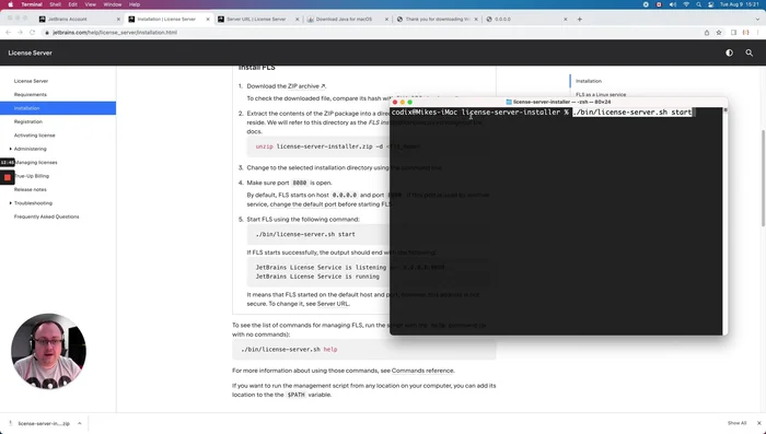 Avvio del server licenze tramite comando nella riga di comando.