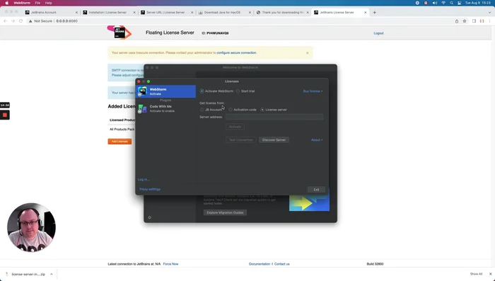 Attivazione di WebStorm (o altro IDE) utilizzando il server licenze.