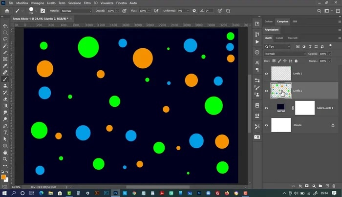 Applica il filtro Sfocatura Radiale (fattore 25, metodo rotazione, qualità migliore) due volte al livello unito per ottenere un effetto più morbido e sfumato.