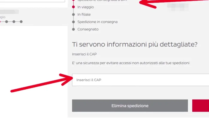 (Opzionale) Per informazioni più dettagliate, inserisci il CAP di destinazione e clicca su "Conferma".