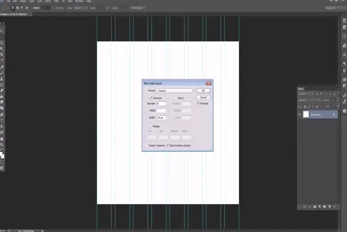 Modifica le impostazioni del layout guida (colonne, righe, margini) secondo le tue esigenze.
