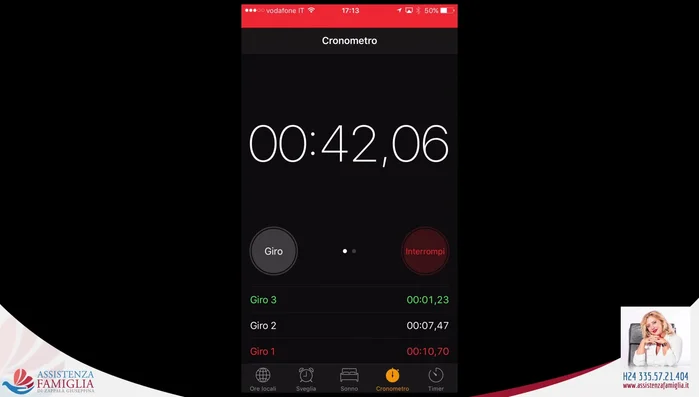 Interrompere il cronometro cliccando su 'Interrompi'.