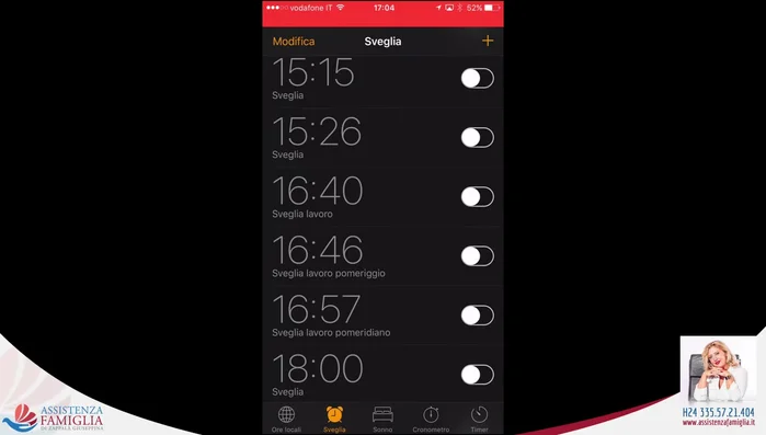 Impostare l'ora e i giorni di ripetizione.