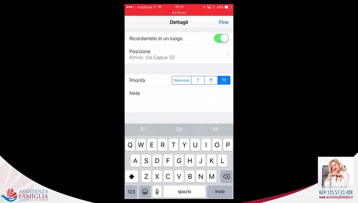 Salvare il promemoria.