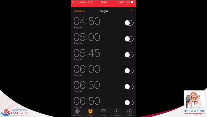 Impostare l'ora e i giorni di ripetizione.