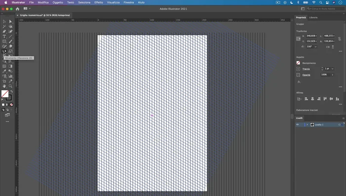 Riflettere verticalmente e copiare (doppio click sullo strumento riflessione, riflettere verticalmente, cliccare su copia).