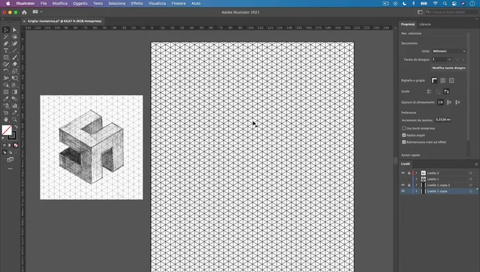Riempire i triangoli della griglia con il secchiello della pittura dinamica.