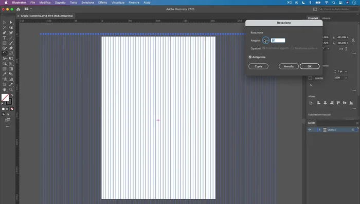 Riflettere verticalmente e copiare (doppio click sullo strumento riflessione, riflettere verticalmente, cliccare su copia).