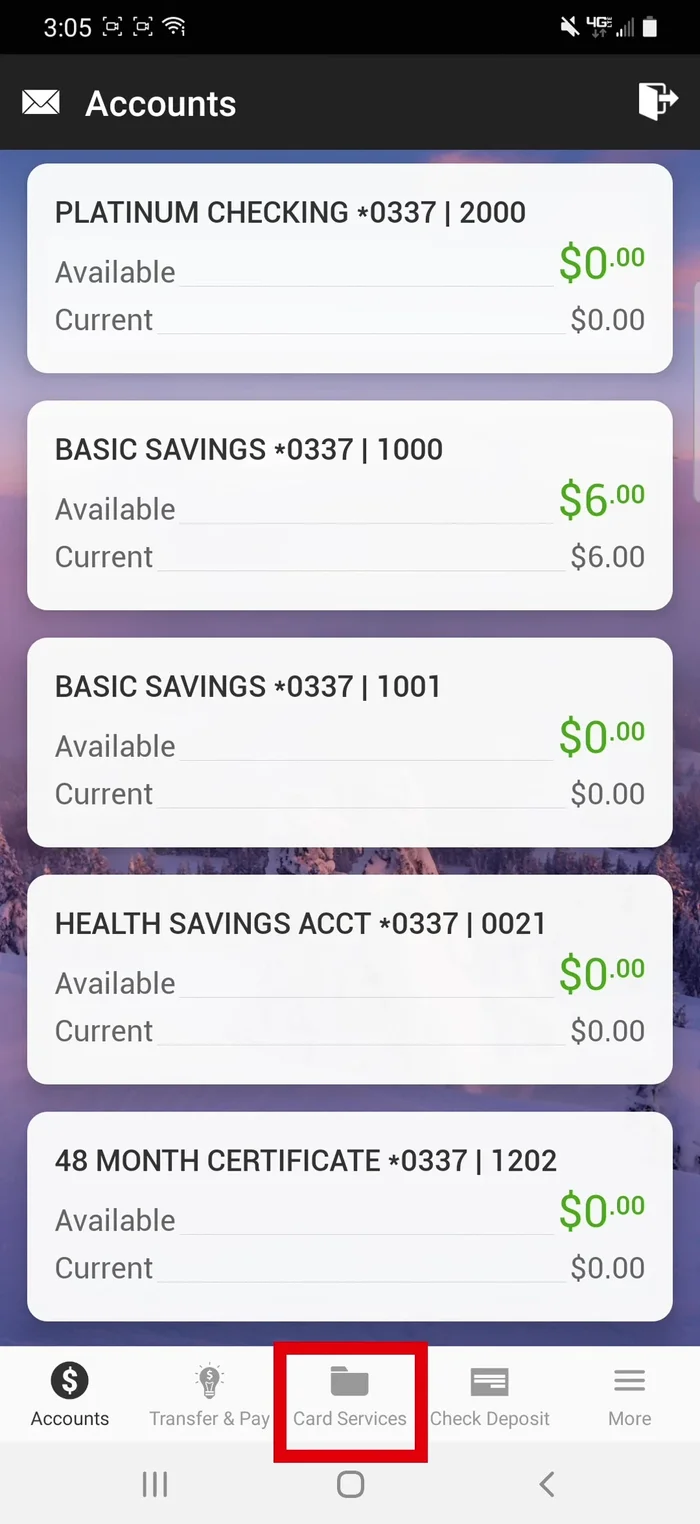 Seleziona 'Controllo della carta' e scegli la carta da gestire.