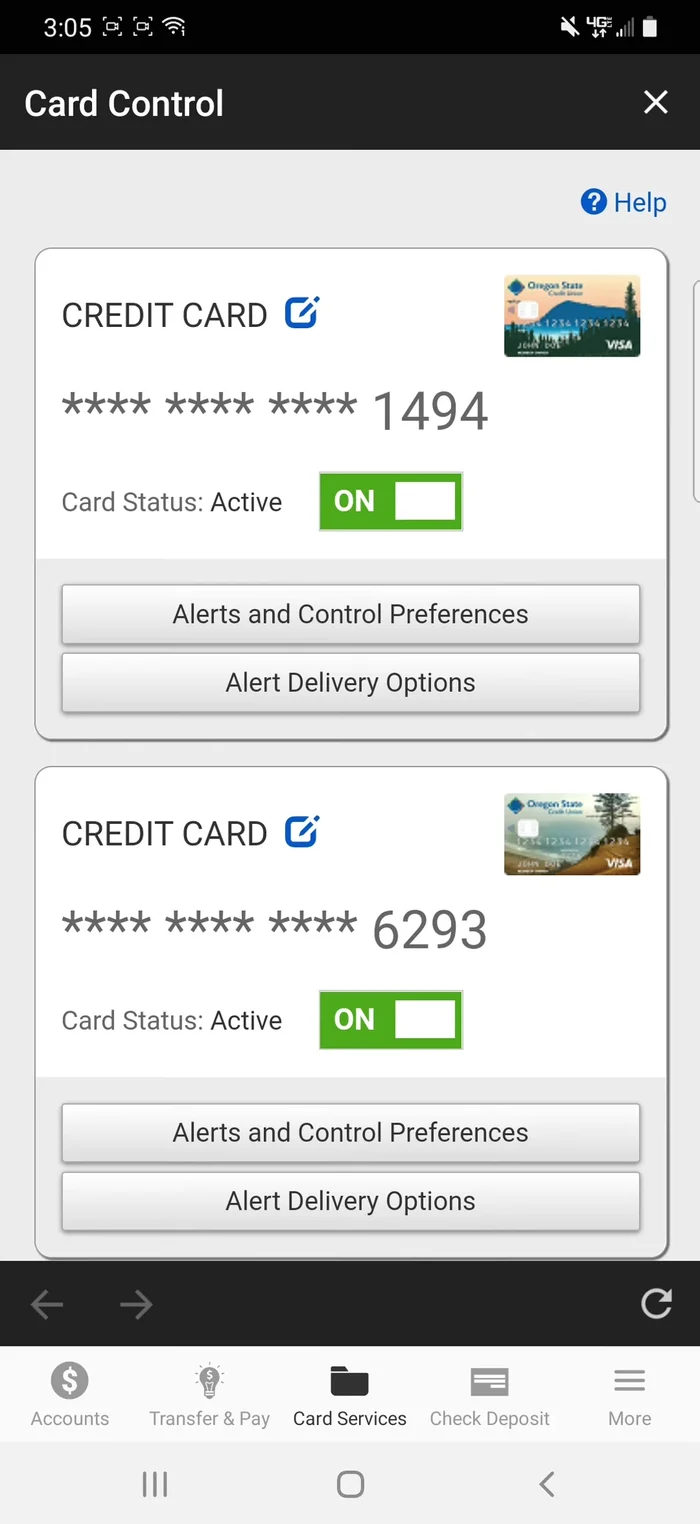 Imposta gli avvisi: scegli tra tutti gli acquisti, transazioni specifiche o solo quelle bloccate.