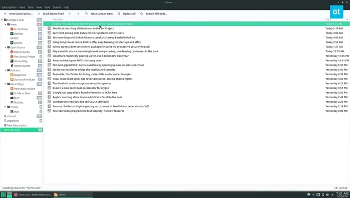 Leggere gli articoli direttamente nell'app o aprirli nel browser integrato tramite 'Apri' o 'Apri in Tab'.