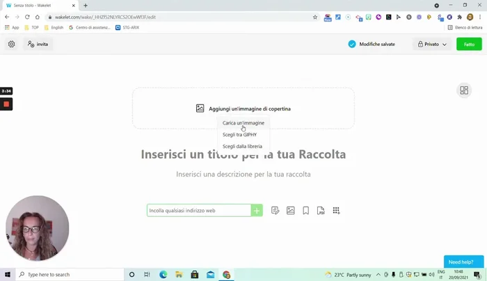 Inserire il titolo e la descrizione della bacheca.