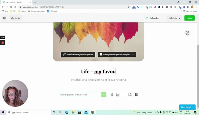 Inserire il titolo e la descrizione della bacheca.