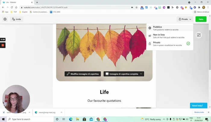 Il docente rende pubblica la bacheca per consentire la visualizzazione da parte di chiunque.