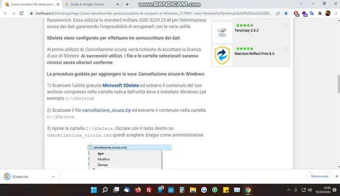 Scaricare e decomprimere il file contenente il programma per la cancellazione sicura.