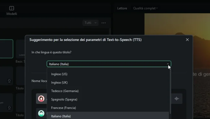 Abilitare l'opzione per abbinare automaticamente la trascrizione alla timeline.
