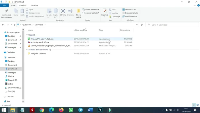 Installa l'applicazione seguendo le istruzioni.