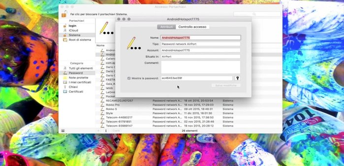 La password della rete WiFi apparirà.