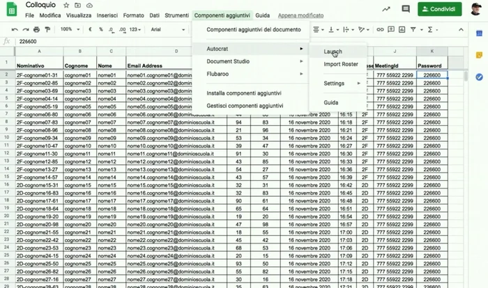 Inviare le informazioni (ID, password e orario del colloquio) agli alunni tramite email.
