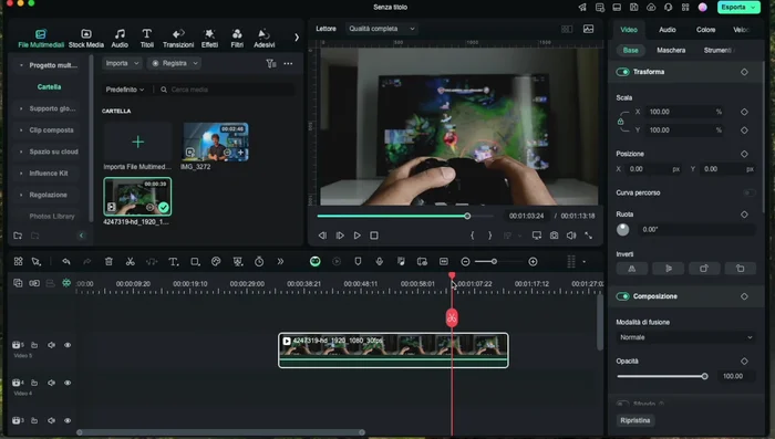 Importa entrambi i video in Filmora 14.