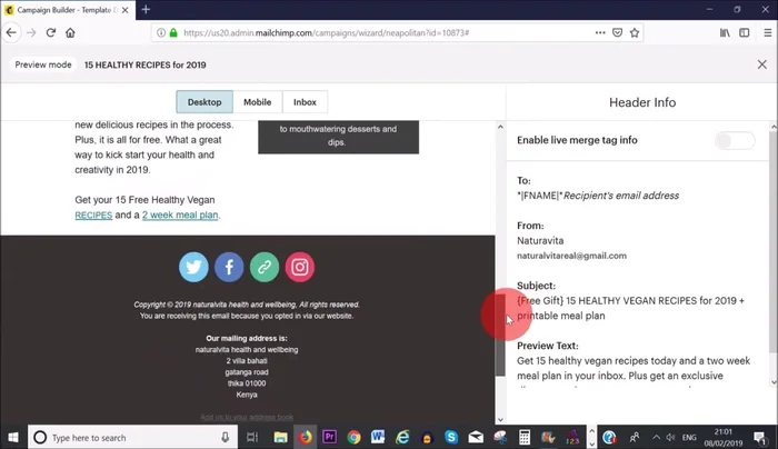 Salva la campagna come modello per un uso futuro.