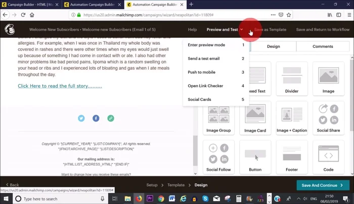 Anteprima e testa le email prima di avviare l'automazione.