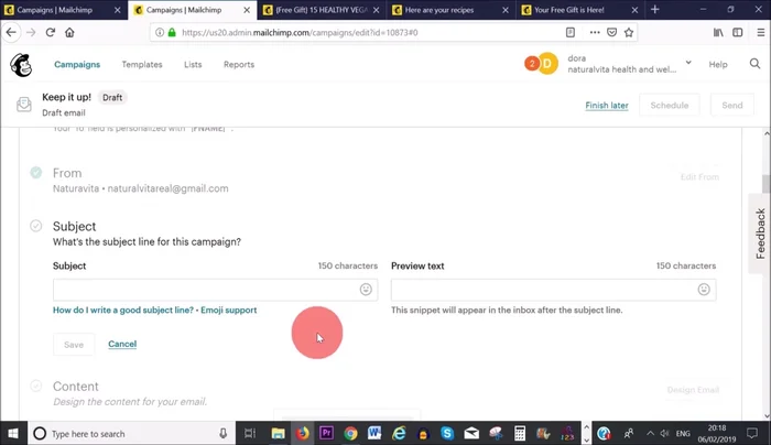 Aggiungi un oggetto e un testo di anteprima accattivanti e coinvolgenti, usando parole chiave che suscitino curiosità.